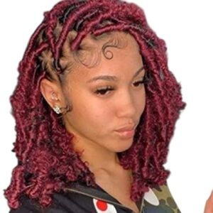 LOSMOEER 6 Packs Butterfly Locs Crochet Hair 12 Inch Pre-looped Burgundy Vibrant